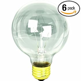 Feit Electric 40G25/MP-130 40-Watt G25 Bath and Vanity Globe, Clear, 6 Pack