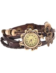 Generic Classic Elegant Leather Strap Roma Number Dial Quartz Woman Watch Bracelet (brown)