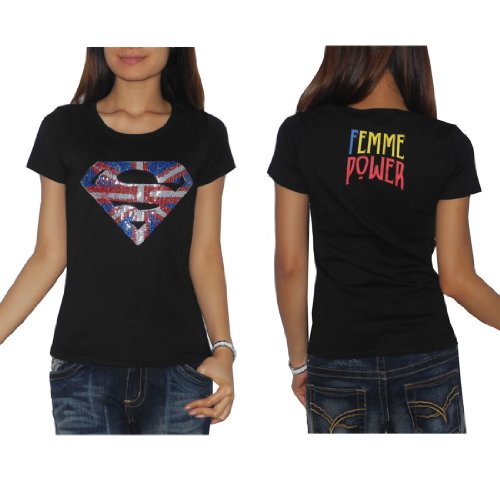  LIMITED COLLECTORS EDITION: Ladies SUPERGIRL / DC Comics Super Heroine T-Shirt / Tee - Black