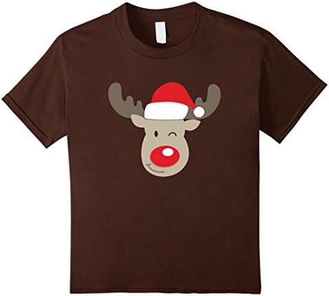 Kids Cute Rudolph Red Nose Reindeer New T-shirt 12 Brown