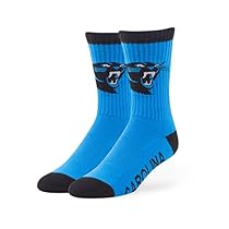 NFL Carolina Panthers '47 Bolt Sport Socks, Glacier Blue, Medium (Men's 5-8.5 / Women's 5-9.5), 1-Pack
