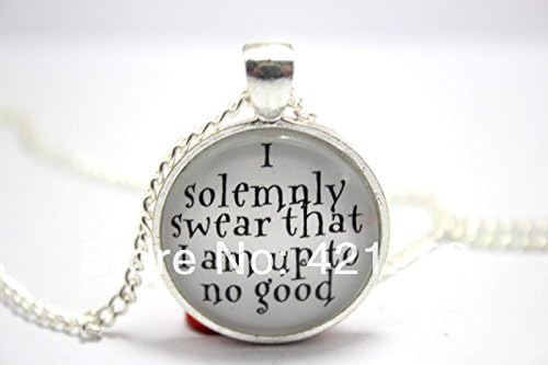 Pretty Lee 2015 Fashion Harry Potter 'I Solemnly Swear That I Am Up To No Good' Glass Necklace With Chain Christmas gift