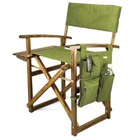 Chair Directors Folds w  Table and Pockets - Pine Green - by Picnic Time from Folding Picnic Tables
