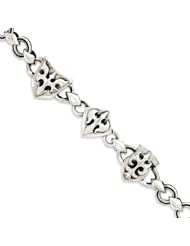 Sterling Silver Gothic Shield Bracelet - 8.5 Inch