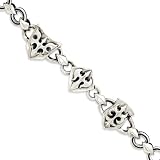 Sterling Silver Gothic Shield Bracelet - 8.5 Inch