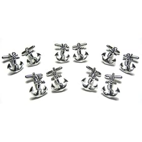 Wholesale Boat Anchor Cufflink Lot : 5 Pairs of Nautical Boat Anchor Cufflinks W Gift Boxes