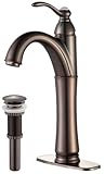 Kraus FVS-1005-PU-10ORB Riviera Single Lever Vessel Faucet with Matching Pop Up Drain, Oil Rubbed Bronze