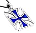 Big Blue Iron Cross Pewter Pendant Necklace title=