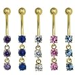 14 karat gold belly button ring with Clear gems