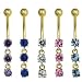 Jewelry : 14 karat gold belly button ring with Clear gems