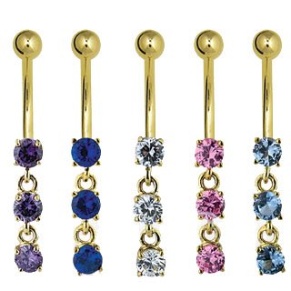 Childrens Toyshop  Jewelry : 14 karat gold belly button ring with Clear gems