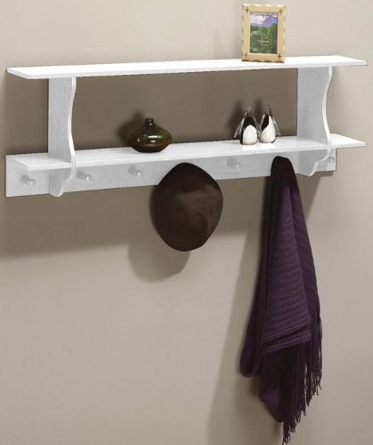 Allen 7 hook Wall Shelf - 7 HOOKS - WHITE