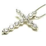 Pt900　天然ダイヤモンド0.3ct　ハート＆キューピット　クロスデザイン　ネックレス[送料無料]の画像