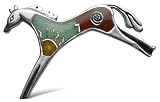 Sterling Silver Yellow Jasper, Turquoise, & Red Japer Inlay Mosaic Horse Pin