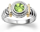 Sterling Silver Peridot and 14k Gold Ring