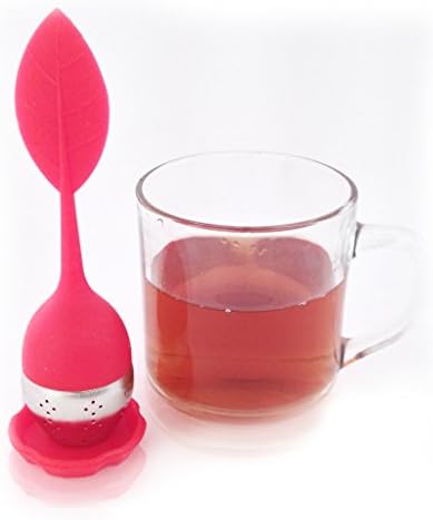 Keiko Long Handle Silicone Tea Leaf Infuser with Drip Tray Steel Ball Strainer for Loose Teas