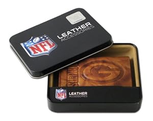NFL Green Bay Packers Embossed Genuine Cowhide Leather Trifold Leather Wallet
