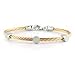 Sterling Silver Circle with Diamonds Bangle and Stainless Steel Cable