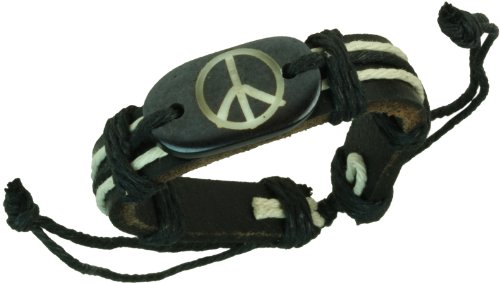 Leather Peace Bracelet with adjustable cord