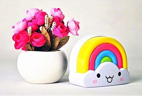 Smiley Face and Pastel Colors Mini Rainbow Shaped Kids LED Night Light, Smart Automatic Light and Voice Control Sensor/Rainbow Intelligent Induction led Energy Saving Nightlight Bedside wall lamp