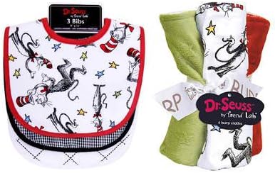 Dr. Seuss Cat in the Hat 3 Pack Bib & Burp Cloth Set