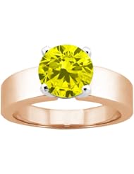 1.10 Ct Round Canary SI1/SI2 Diamond 14K Rose Gold Ring