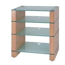 Blok STAX 400 Four Shelf Oak Hifi Rack TV Stand AV Hi-fi Unit [Clear/etched Glass]