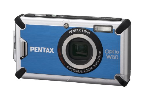 Pentax Optio W80 Waterproof 12.1MP Digital Camera with 5x Wide Angle Triple Shake Reduction Optical Zoom and 2.5 inch LCD (Azure Blue)
