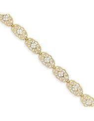 14k & Rhodium Diamond-Cut Marquise Bracelet