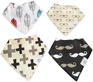 Baby Bandana Drool Bibs by Babi Bambino 4-Pack Vibrant Prints on Absorbent Organic Cotton with Adjustable Double Snaps Ideal Shower Gift for Boys and Girls