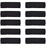 COSMOS &reg; 10 PCS Black cotton sports basketball headband / sweatband head sweat band/brace