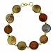 Vermeil (24K Gold over Sterling Silver) Iridescent Genuine Freshwater Cultured Brown Green Champagne Coin Pearls Bead Circle Round Bracelet