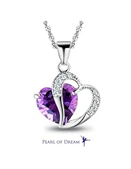A Heart Full of Love [Purple] White Gold Plated 925 Sterling Silver Pendant Necklace