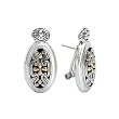 925 Silver Oval Filigree Swirl Earrings with 18k Gold Accents