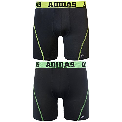 adidas Men's Sport Performance Climacool 9-Inch Midway Underwear (2-Pack), (Black/Solar Yellow)/(Black/Flash Green), X-Large