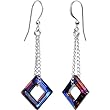 Handcrafted Sterling Silver 925 Austrian Crystal CRYSTAL VOLCANO Precision Cut Square Earrings