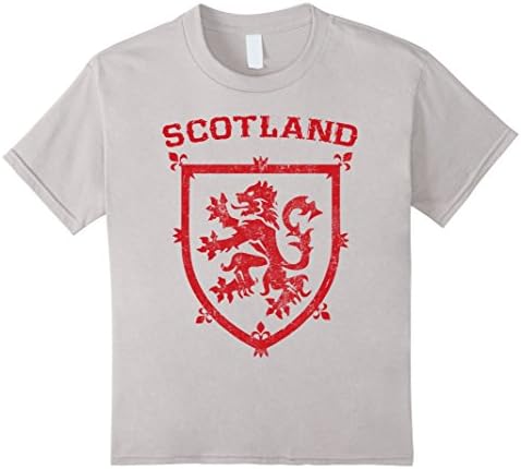 Kids Scotland Royal Coat of Arms King of Scots Red Lion T Shirt 8 Silver