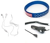 Nokia N81 Accessory Bundle- Stereo Headset Hands-free + Auto Car Vehicle Charger + Free Stars Stripes Wristband