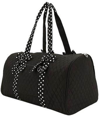 Belvah Large Quilted Solid Color 21" Duffle Bag with Polka Dot Detachable Ribbons