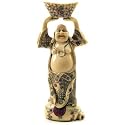 Ivory Effect Chinese Buddha Holding Basket Over Head