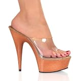 5 3/4 Inch Stiletto Heel Sexy Shoes Faux Wood Grain Platform Slide