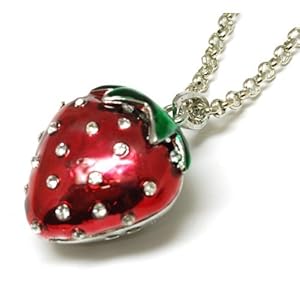 Red Crystal Encrusted Strawberry Necklace By TOC