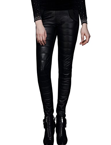 (マックスチック) Maxchic 冬物　レディース　厚手　レザー切替　ロングズボン　D13865Y14C