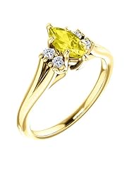 14K Yellow Gold 8.00x4.00mm Marquise Cut Yellow Sapphire and Diamond Ring -- LIFETIME WARRANTY