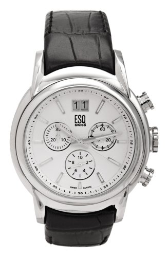 ESQ by Movado Men’s 7301230 Quest Chronograph Black Crocodile Grained Leather Strap Watch