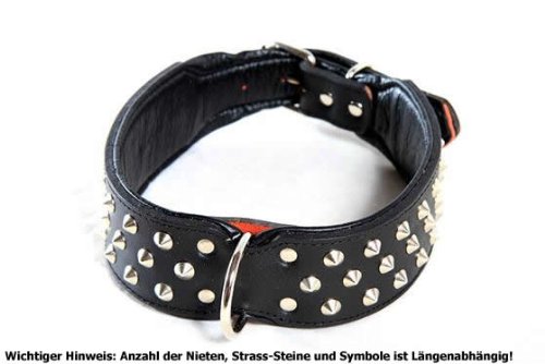 HUNDEHALSBAND ECHT LEDER RUND NIETEN SCHWARZ 65cm