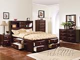 4PC Espresso Finish Full Size Bed Set