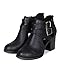 Soda BH89 Women Leatherette Cut Out Buckle Chunky Heel Ankle Bootie - Black