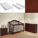 London Java 4-pc. Crib Set Convertible Crib, Mattress, Changing Dresser and Nightstand