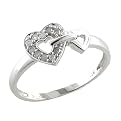 10K White Gold .10 ct.t.w. Diamond Double Heart Ring - 7